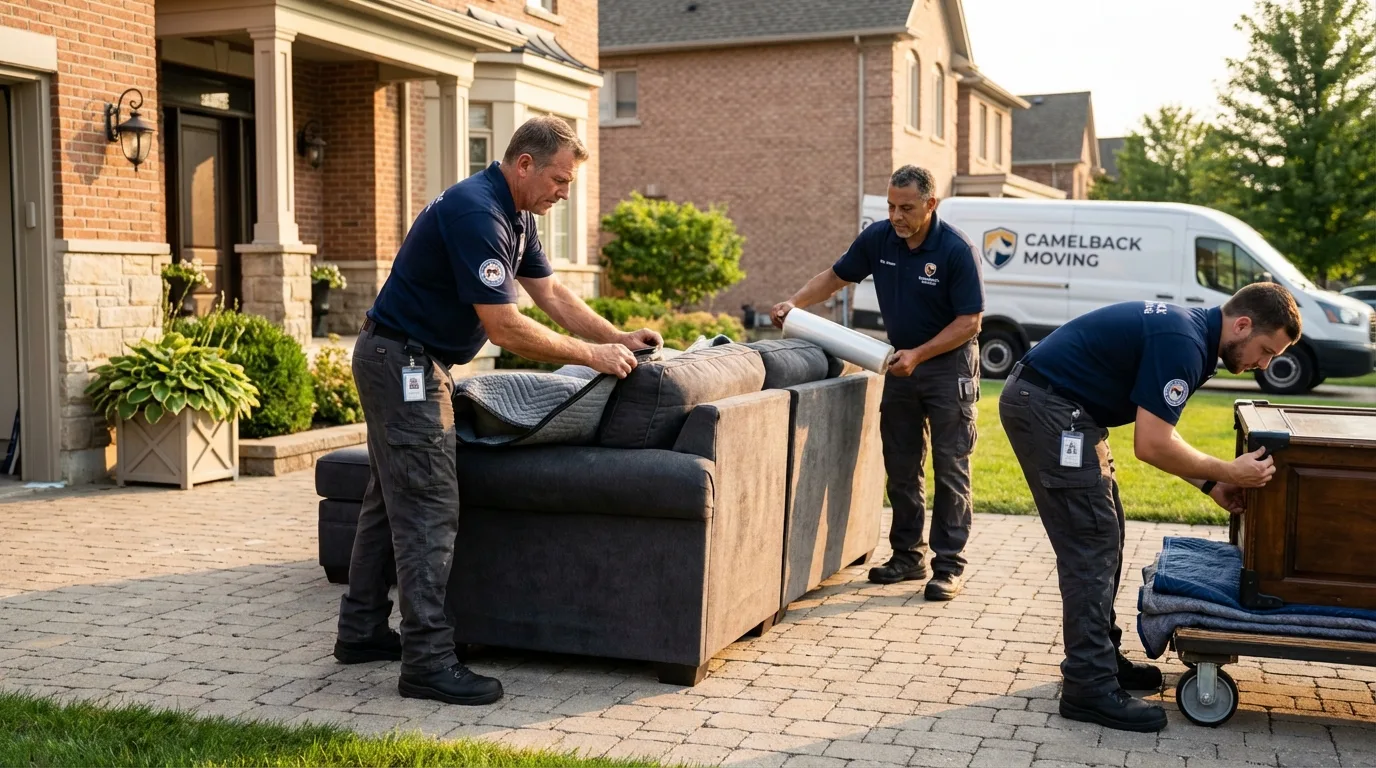 Large estate moving crew wrapping furniture in Valley Mills, TX